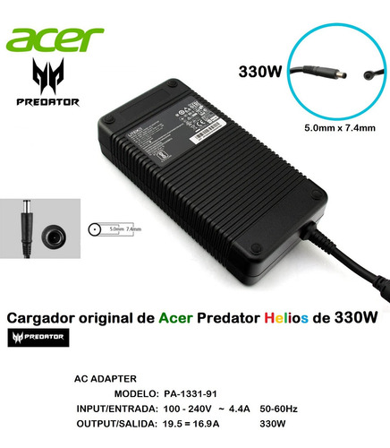 Cargador Original 100% Acer Predator Helios 330w  19.5=16.9a