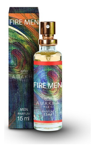 Perfume Masculino Fire Men 15ml Amakha Paris Fragrância Fougere Ambarado Dia Edp Fixação Spray Presente Notas