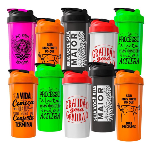 Kit 10 Coqueteleiras Garrafa De Academia Shaker 600ml