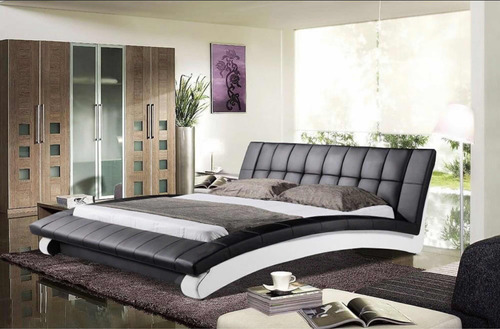 Cama Verona 2 Plazas Cafe Moro Con Detalles En Blanco