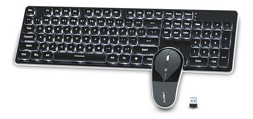 K Kit Teclado Mouse Inalambrico Recargable Usb Negro Para Pc