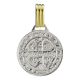 Dije Medalla San Benito De Plata 925 Y Oro