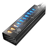 Hub Usb 3.0 De 10 Puertos Smartdelux | Led | Aluminio Negro