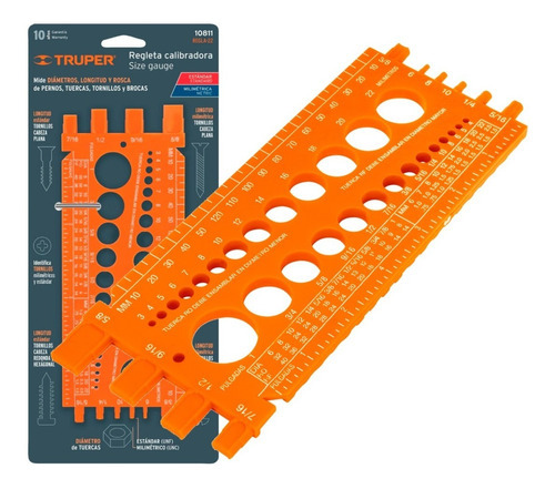 Regleta Calibradora De Turcas Y Tornillos Truper 10811