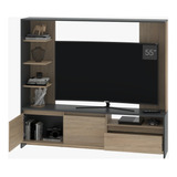 Modular Centro De Entretenimiento Rack Mueble Tv 60 Moderno+ Color Combinado Grigio - Roble Bardolino