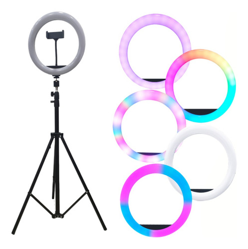 Anillo Aro Luz Led Rgb 30 Cm Selfie Foto + Trípode 210cm