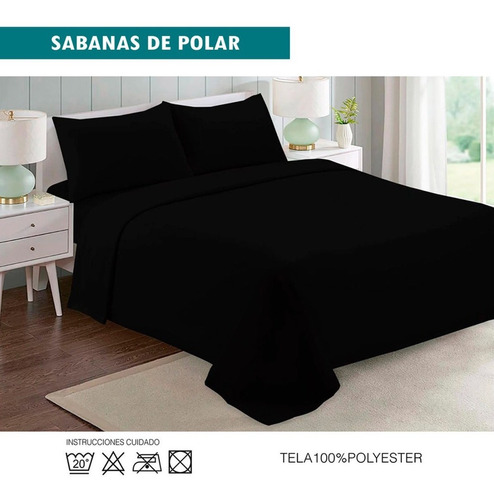 Sabanas De Polar 2.0 Plazas (queen) Negro Otoño Invierno