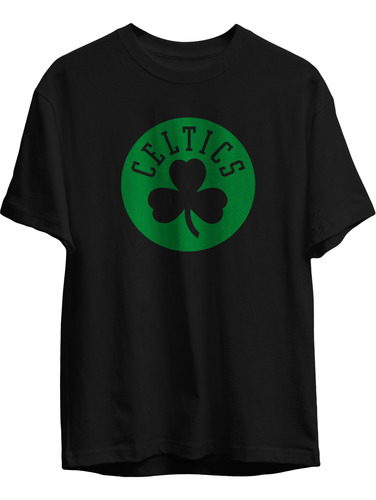 Remera Basket Nba Boston Celtics Negra Logo Completo