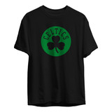 Remera Basket Nba Boston Celtics Negra Logo Completo