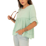 Blusa Nano, Poplin Liso Con Puntilla Soraya #1423