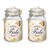 Kit 2 Potes Vidro Fido Italiano Bormioli Hermético 2000ml