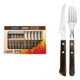 Jogo De Talheres Tramontina Inox Churrasco 12 Pç Castanho