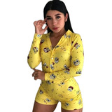 Pijama Enterizo, Manga Larga Para Mujer, Diseño Bob Esponja