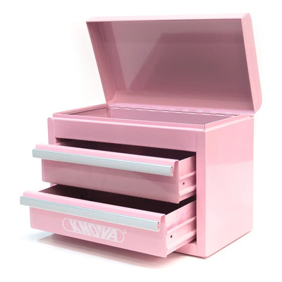 Mini caja de herramientas metálica Rosa KNOVA KN 9932-ROS con 2 cajones y almacenamiento superior ,compacto ideal para oficina y taller 27.5 × 15 ×20.8 cm capacidad de carga por nivel 2.6 kg | Meses sin interés
