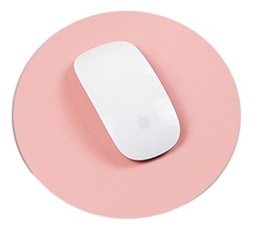 Mouse Pad Couro Redondo Grande À Prova D'água 22cm Rosa