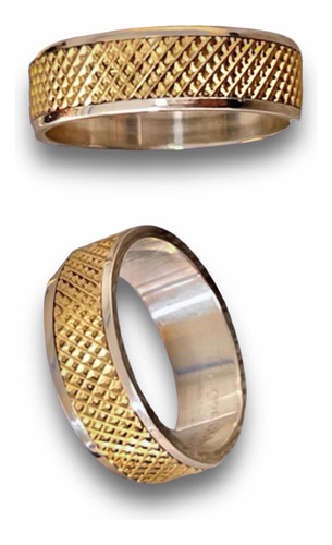 Anillo Entrelazado Malla Hombre Acero Dorado