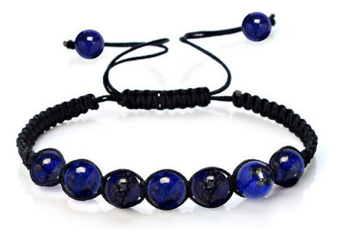 Pulsera  Cuarzos Lapislazuli  Tejida Unisex + Estuche 