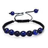 Pulsera  Cuarzos Lapislazuli  Tejida Unisex + Estuche 