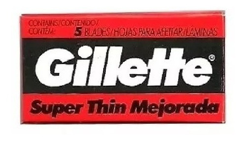 Hojas De Afeitar Gillette Super Thin Roja X 5 Unidades