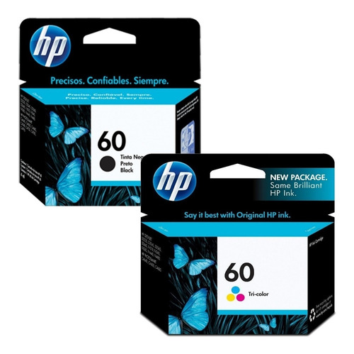 Dual Pack Tinta Original Hp 60 Negro Cc641wl Y Color Cc644wl