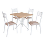 Conjunto De Mesa Ciplafe Jade Slim 4 Cad Tampo 0,75m Cm Br