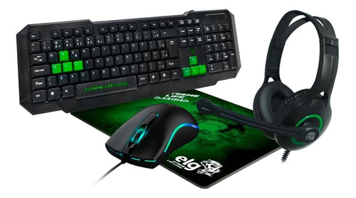 Combo Gamer Teclado + Headset + Mouse + Mousepad - Completo