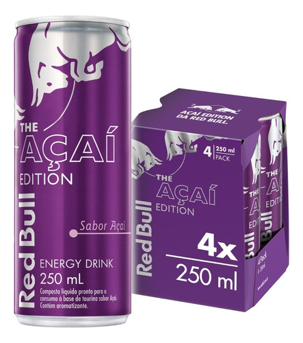 Bebida Energética Açaí Edition 250ml 4 Unidades Red Bull