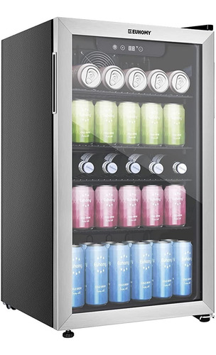 Refrigerador De Bebidas Puerta De Cristal 120 Latas. Euhomy