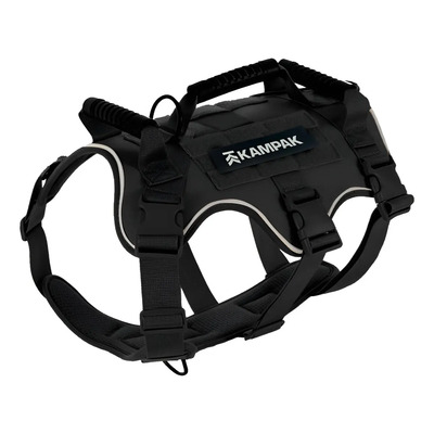 Pechera Para Perro Con Arnes Kampak Chaleco Táctico Mascota Color Negro Liso Talla Del Arnés Xl | Envío gratis