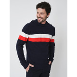 Sweater C-neck Color Block Azul Tommy Hilfiger