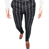 E Pantalones De Hombre Striped Business A161 Straight Slim F