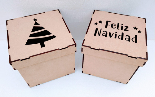 Caja 10x10 Con Tapa Calada Fibrofácil Navidad Regalos  X 10