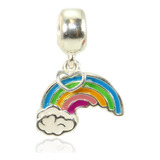 Berloque Charm P/ Pulseira  Prata Maciça 925 Arco Iris 