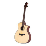 Guitarra Electroacústica Parquer Taylor Con Eq Corte Funda Color Natural Orientación De La Mano Derecha