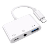 Adaptador Otg Usb 3.0 Para iPhone iPad, 3 En 1 Blanco