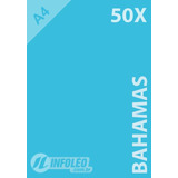 Kit 50 Folhas Papel Color Plus Bahamas Azul Piscina A4 180g