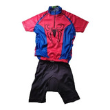 Conjunto De Ciclismo Infantil Kit Bermuda Camisa Spider Kids