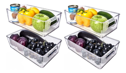 Set 4 Caja Organizador Plástica Refrigerador Transparente