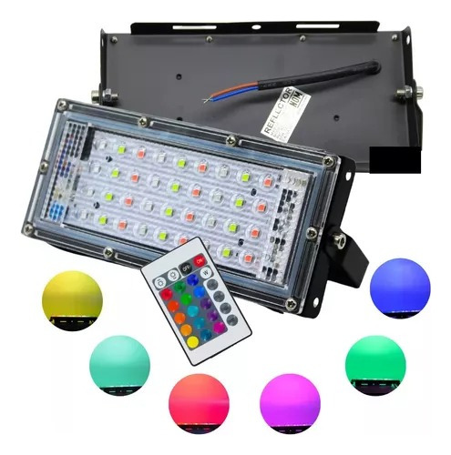 Reflector Rgb Multicolor 50w Led C/control Tianlai R47w50