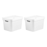 Caixa Organizadora Com Tampa Cube Ou Branco 45x35x24cm 2pçs