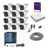 Kit 12 Cámaras 2 Mpx Hikvision Cctv 3tb Dvr 16 Canales