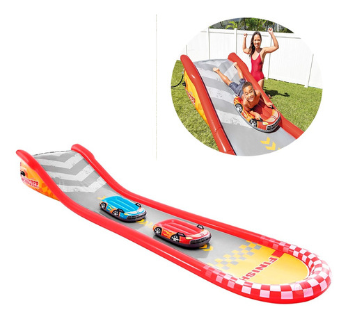 Tobogán Acuático Racing Fun Slide - 2 Coches Inflables Intex