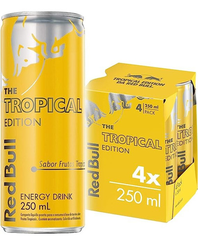 Pack Energético Frutas Tropicais Lata Com 4 Unidades De 250ml Cada Red Bull