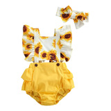 Mameluco Asoleador Estampado Amarillo Girasoles Bebé Niña