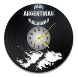 Reloj De Pared Malvinas Disco Vinilo Vintage Calado Laser 