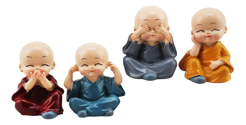 4x Figura De Monje Buda Chino Estatua De Monje Kung Fu Niño