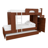 Cama Cucheta Triple Superpuesta 3 En 1 Roble 56206 - Luico