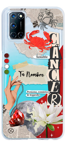 Funda Para Oppo Mujer Signo Zodiaco Cáncer Con Tu Nombre