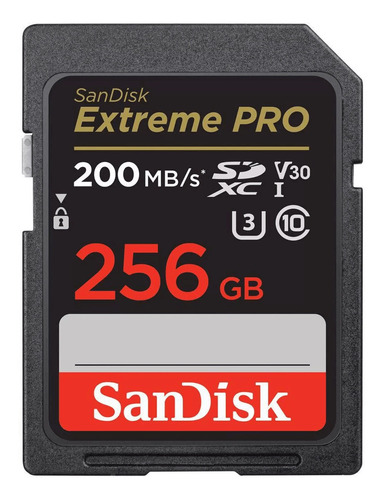 Cartão Sdxc Sandisk 256gb Extreme Pro 4k 200mb/s Uhsi V30 U3