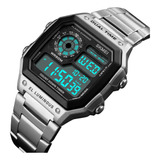 Fwefww Hombre Led Digital Alarma Reloj Deportivo De Acero